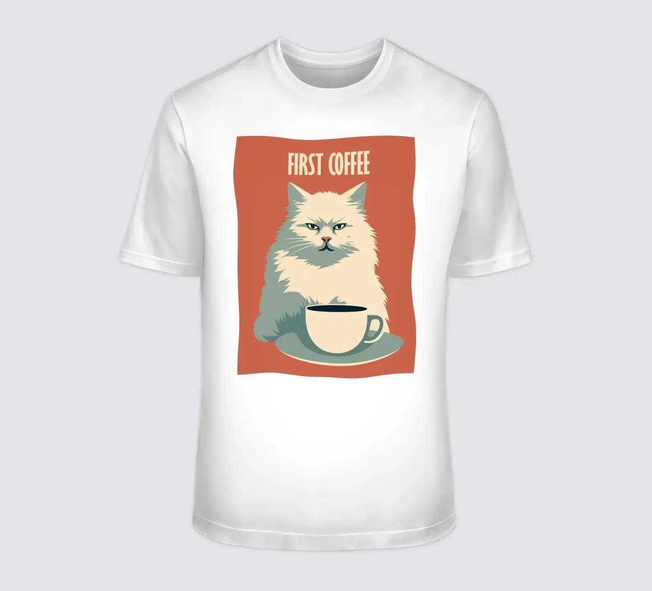 Primo caffè | Gatto prima del primo caffè t-shirt da Autofocus