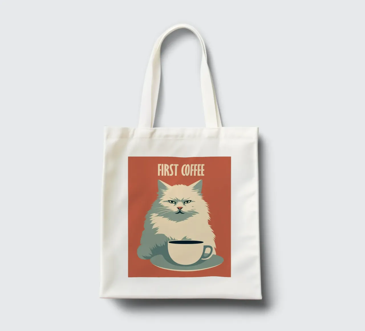 Primo caffè | Gatto prima del primo caffè borsa in juta da Autofocus