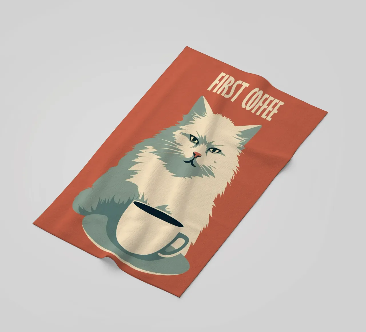Primo caffè | Gatto prima del primo caffè telo mare da Autofocus