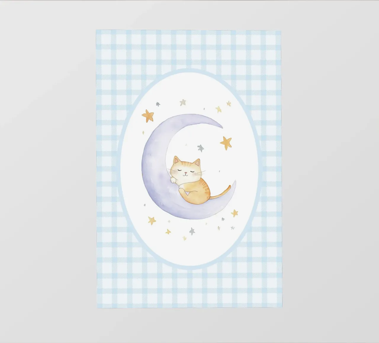 Gatto che dorme sulla mezzaluna telo in pvc da Jungle Joy Art