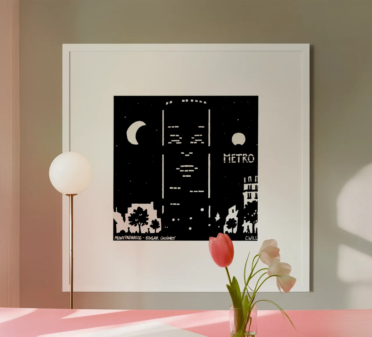 Montparnasse - Edgar Quinet poster con telaio in legno da C.WILL