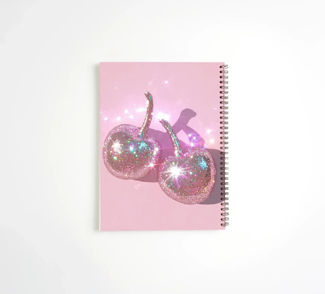 Glitter Pink Cherry Magical Funky Y2K Preppy Hip-Hop Art spiral notebook by Gentle Echoes Art