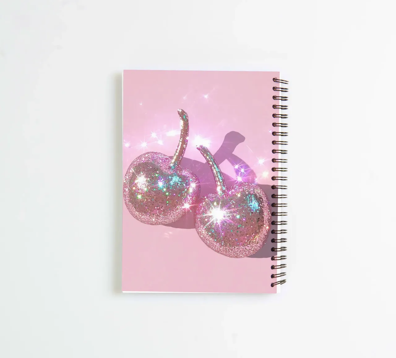 Glitter Pink Cherry Magical Funky Y2K Preppy Hip-Hop Art spiral notebook by Gentle Echoes Art