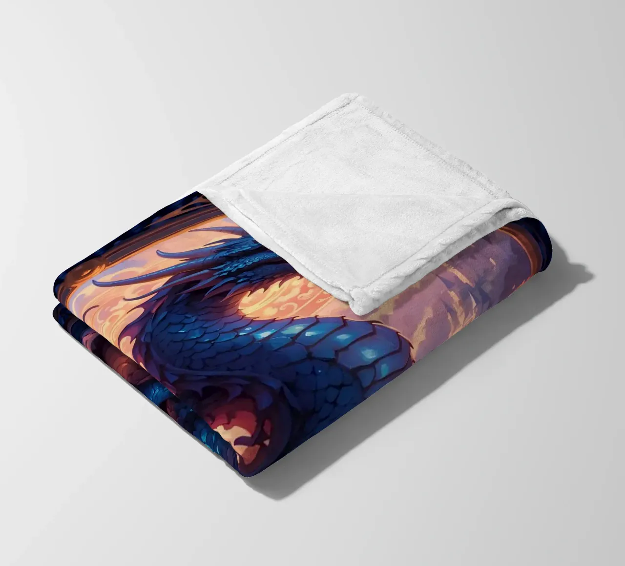 Medieval Blue Dragon fleece blanket by Eva Nev