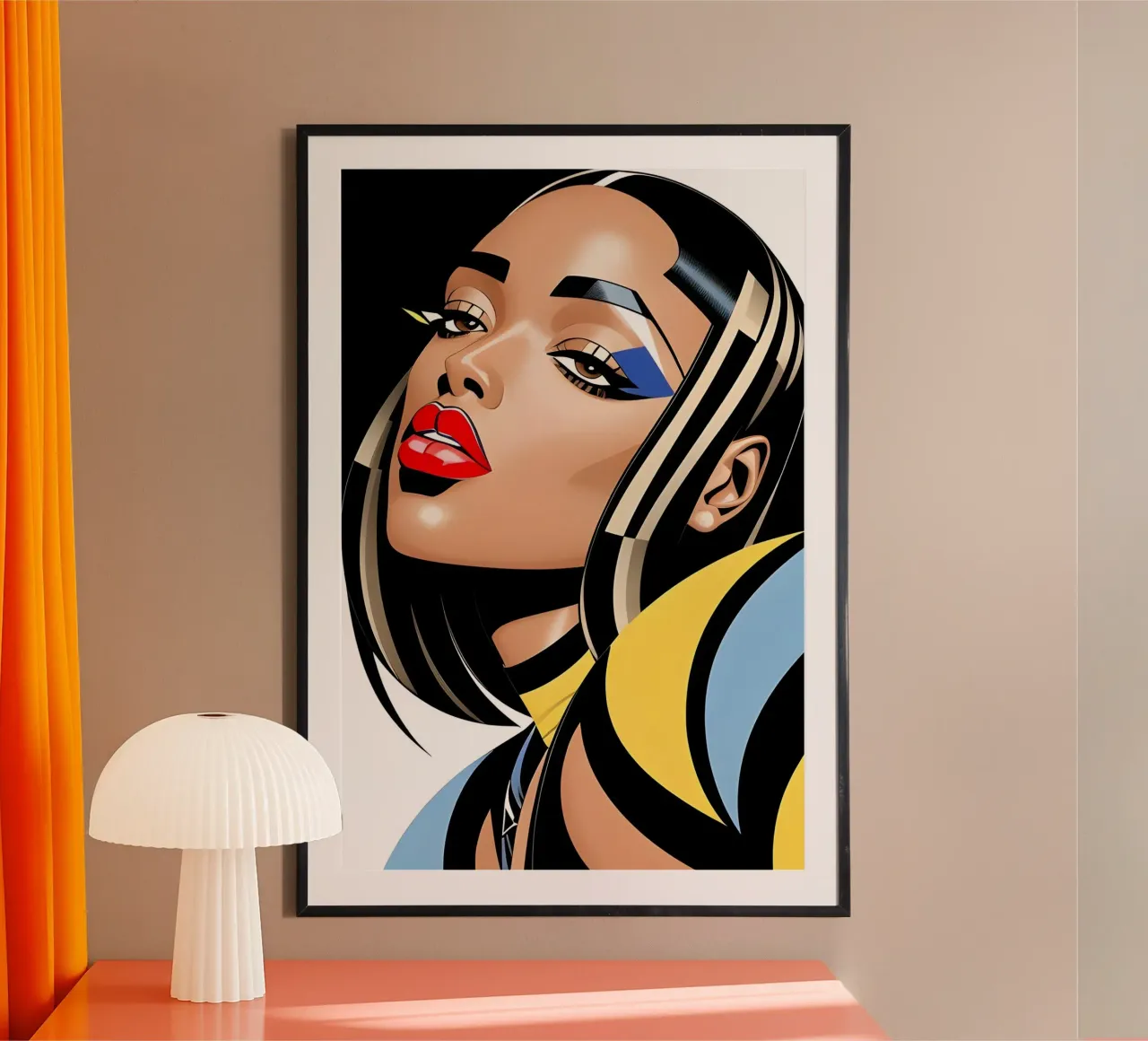 RITRATTO FEMMINILE CUBISTA poster con telaio in alluminio da ART DECO
