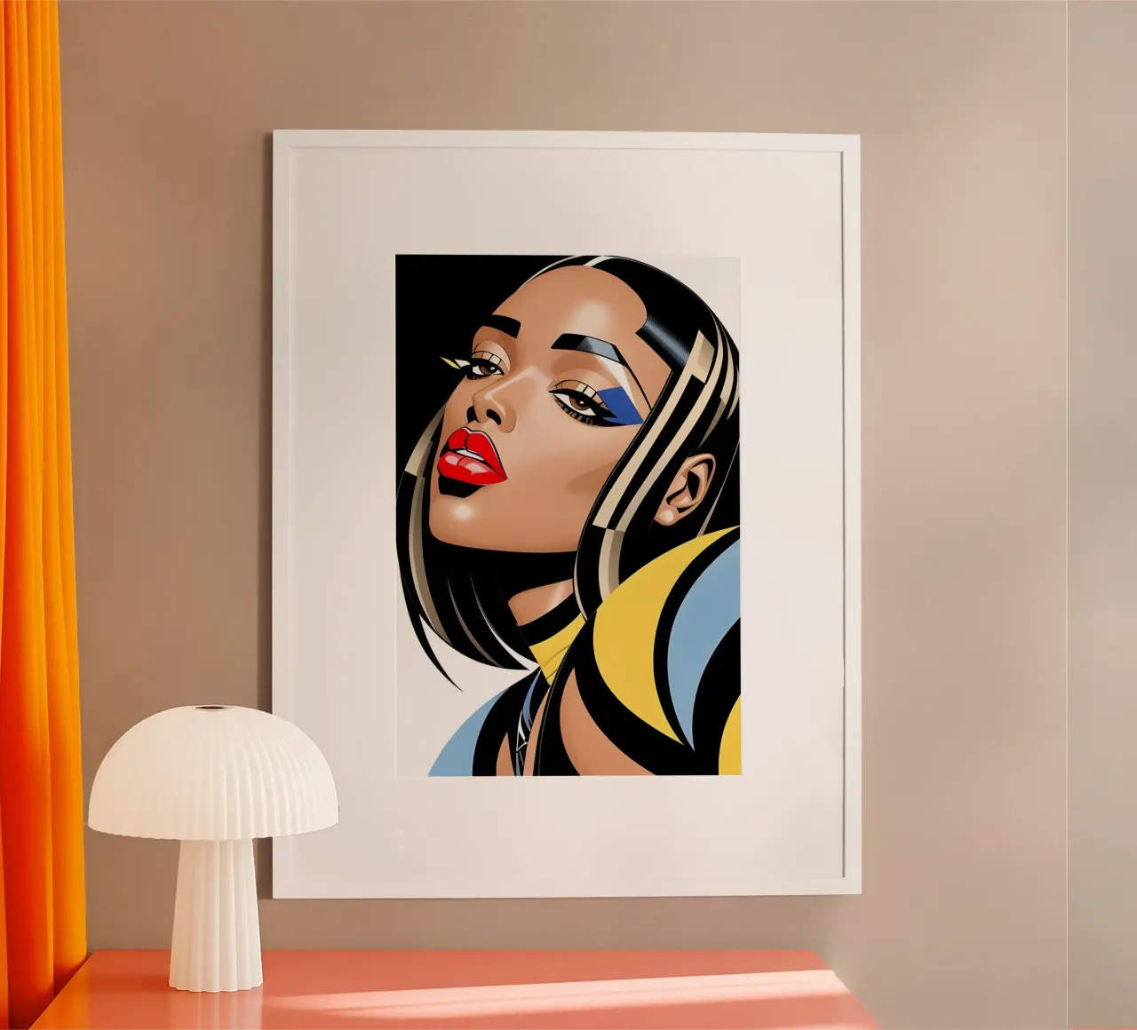 RITRATTO FEMMINILE CUBISTA poster con telaio in alluminio da ART DECO