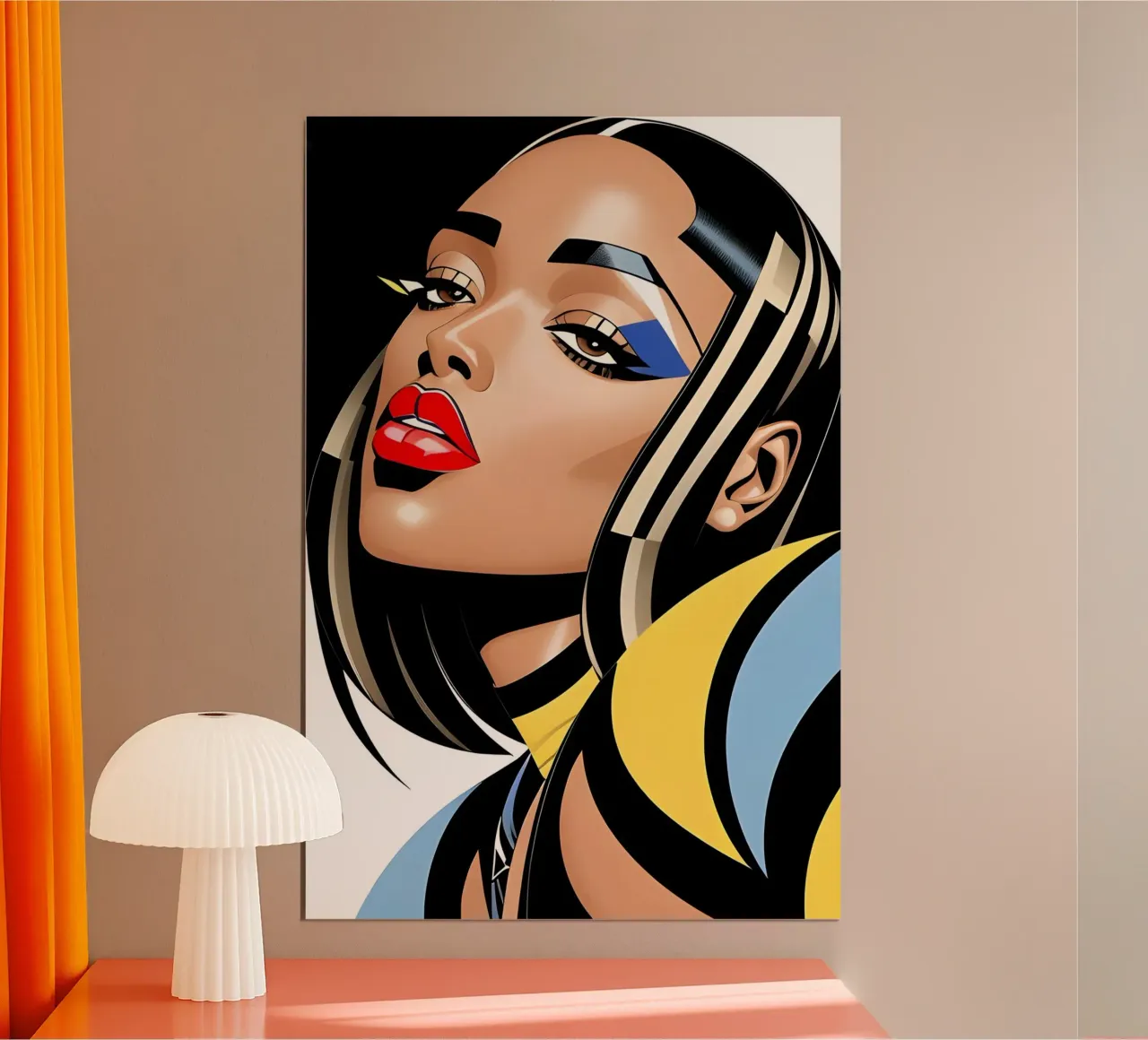 RITRATTO FEMMINILE CUBISTA poster con telaio in alluminio da ART DECO