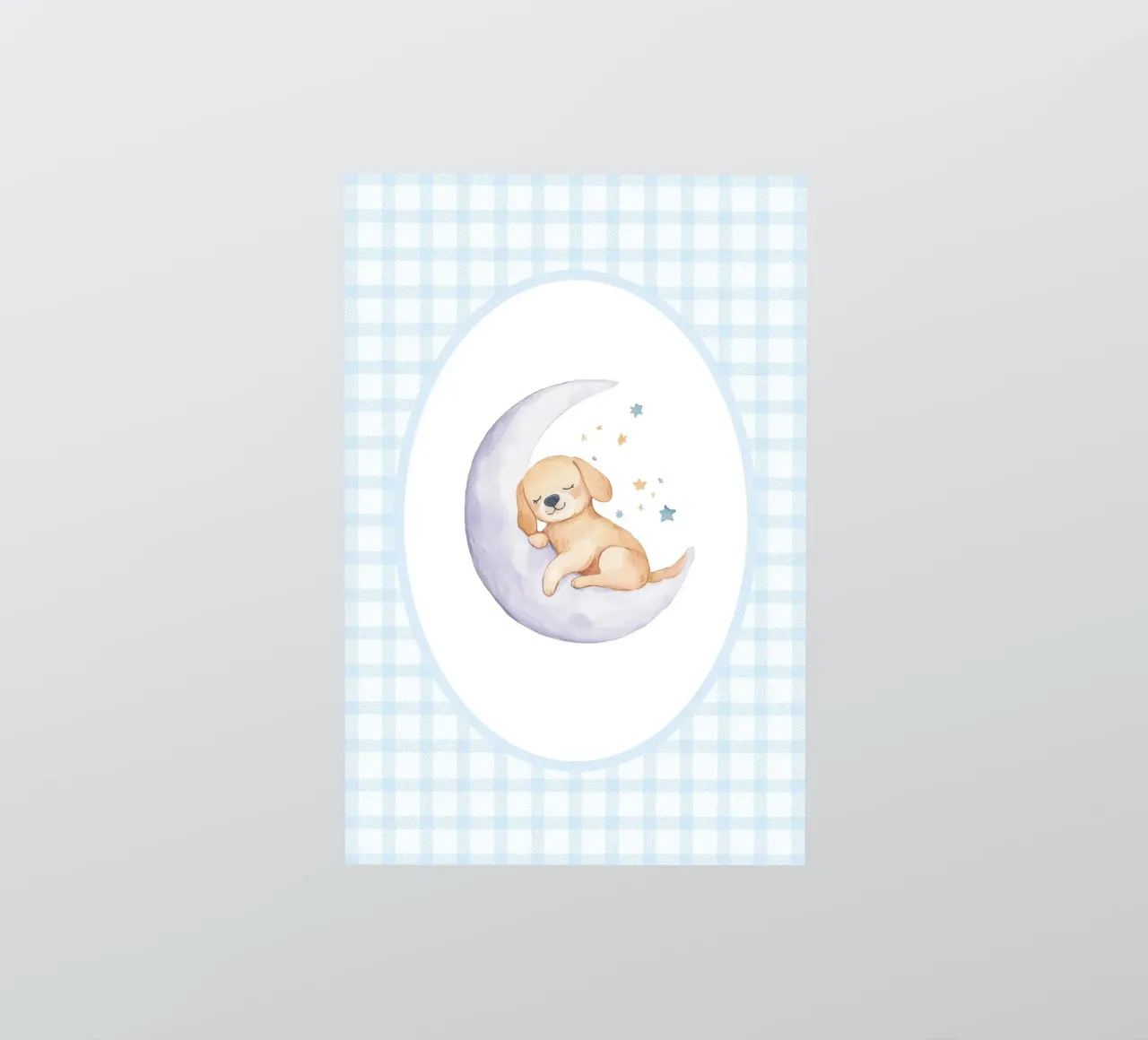Puppy Sleeping on a Crescent Moon with Stars sticker by Jungle Joy Art