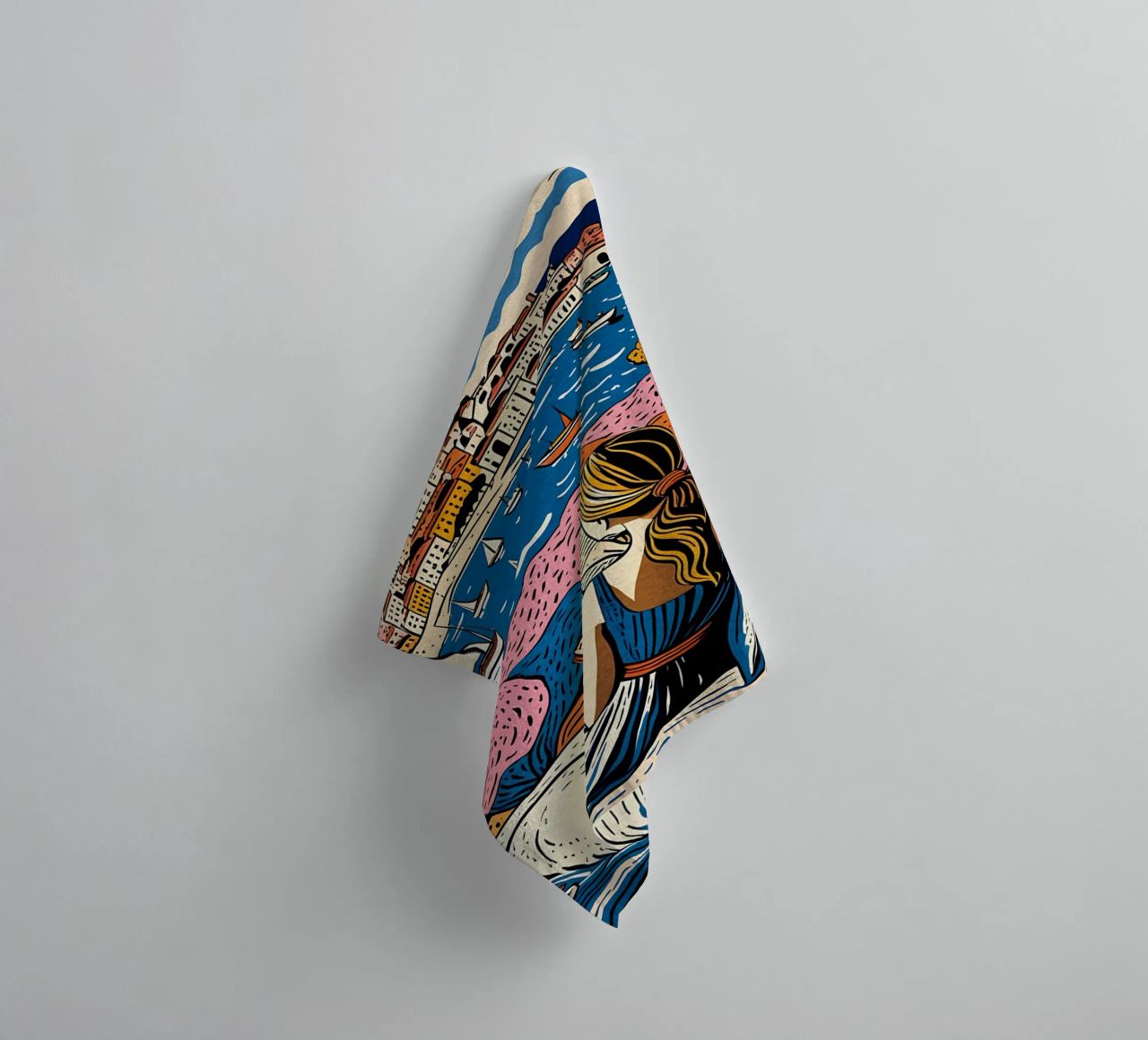 Reader in front of the window in Cannes towel by Couleursdusud