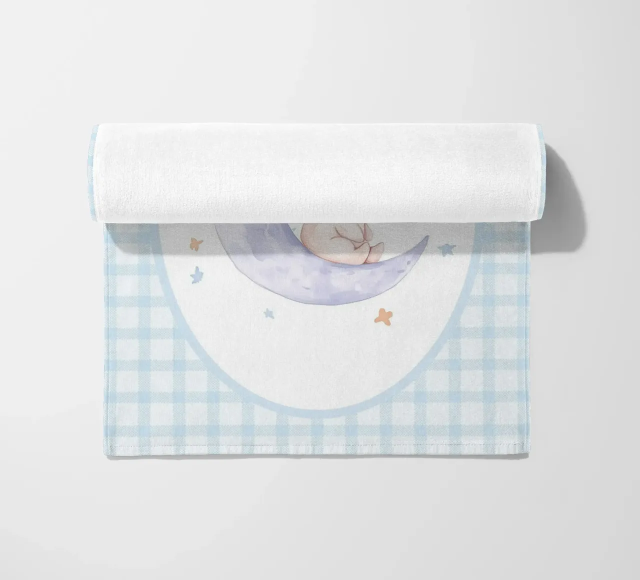 Rabbit on Crescent Moon and Stars beach towel by Jungle Joy Art