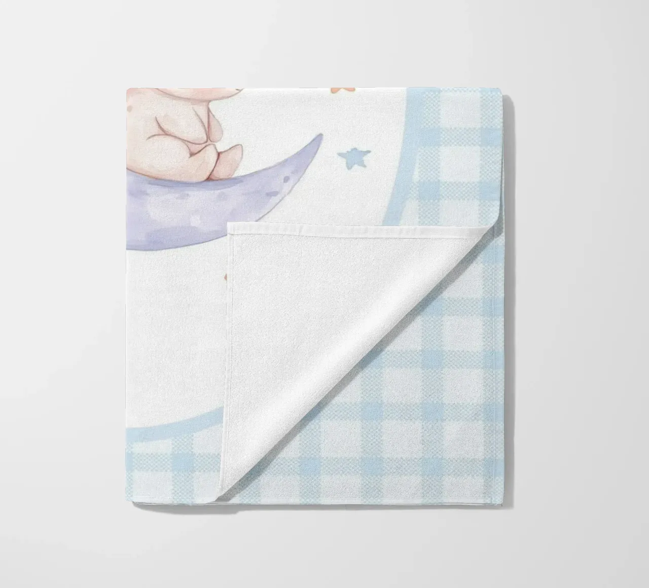 Rabbit on Crescent Moon and Stars beach towel by Jungle Joy Art