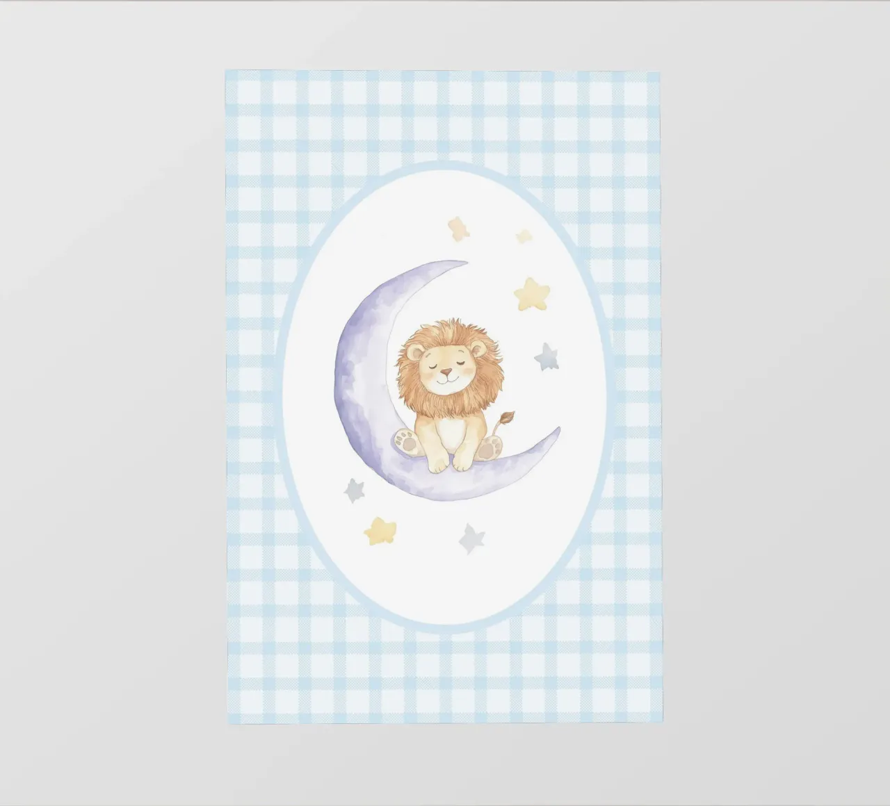 Leone su mezzaluna con stelle telo in pvc da Jungle Joy Art