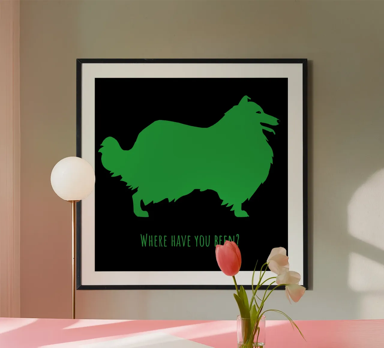 Ruwe Collie poster met aluminium frame van Pop dogs