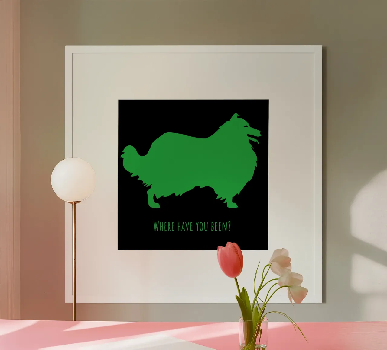 Ruwe Collie poster met aluminium frame van Pop dogs