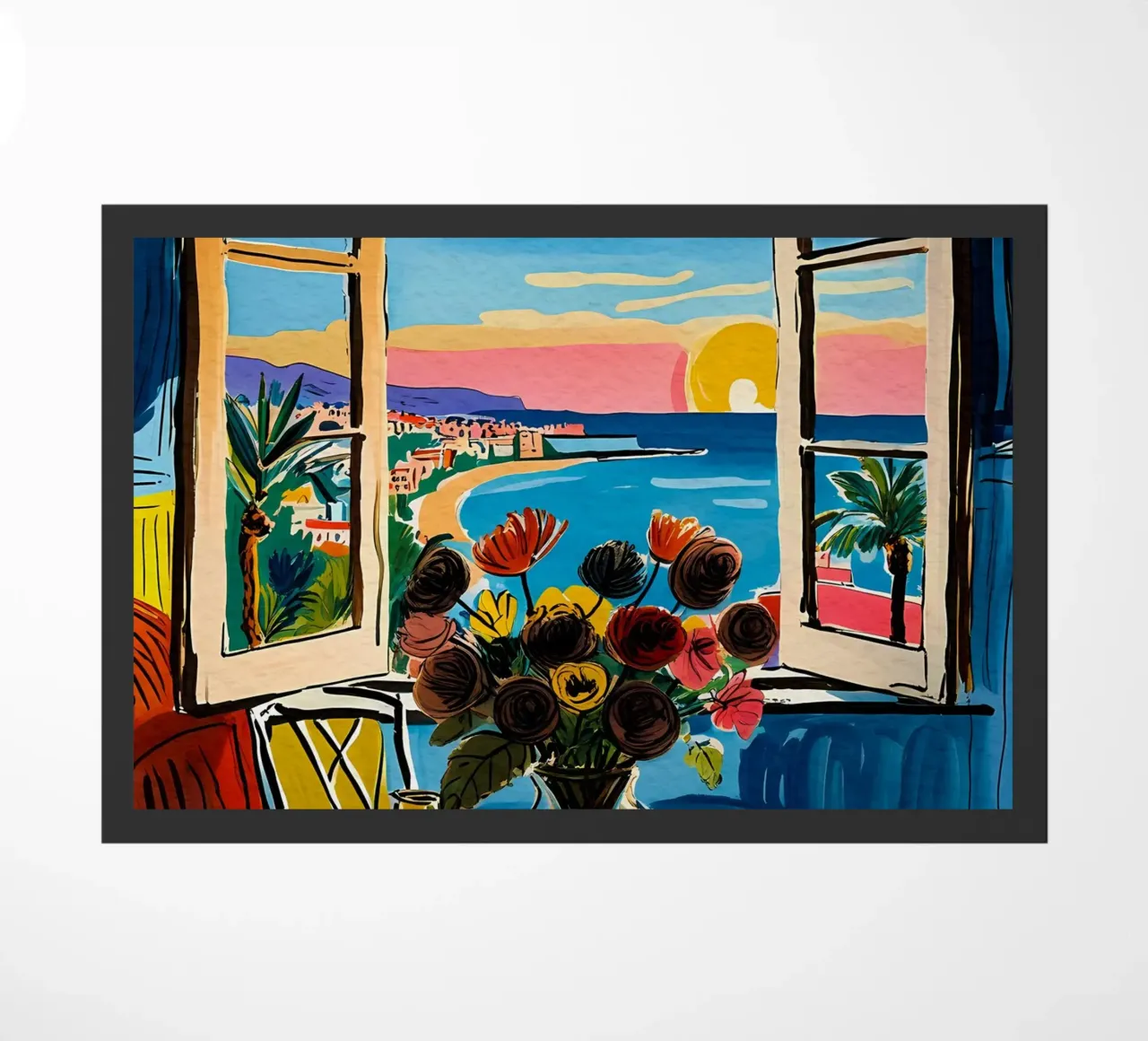 Nature morte aux fleurs sur la mer à Nice doormat by Couleursdusud