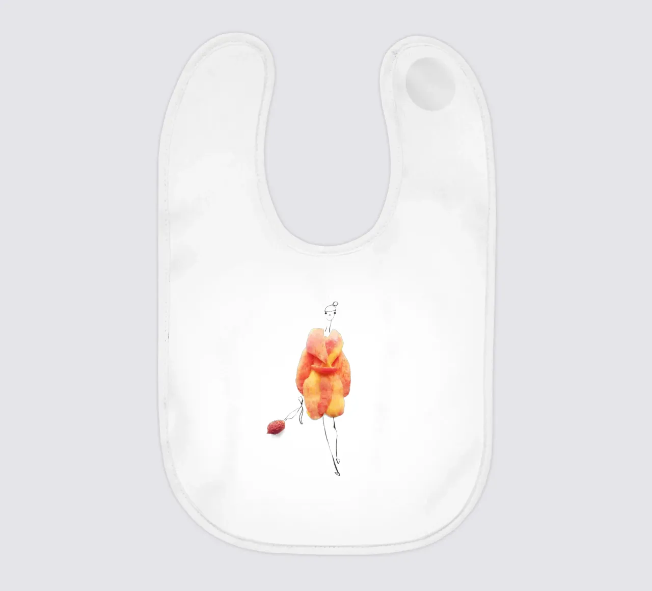 Peach Fuzz baby bib by Gretchen Roehrs