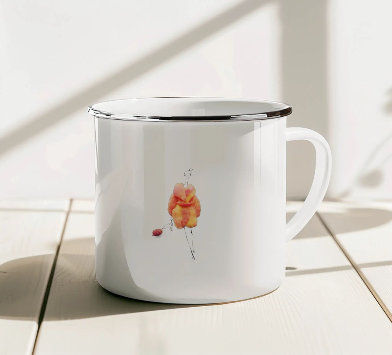 Peach Fuzz tazza in smalto da Gretchen Roehrs