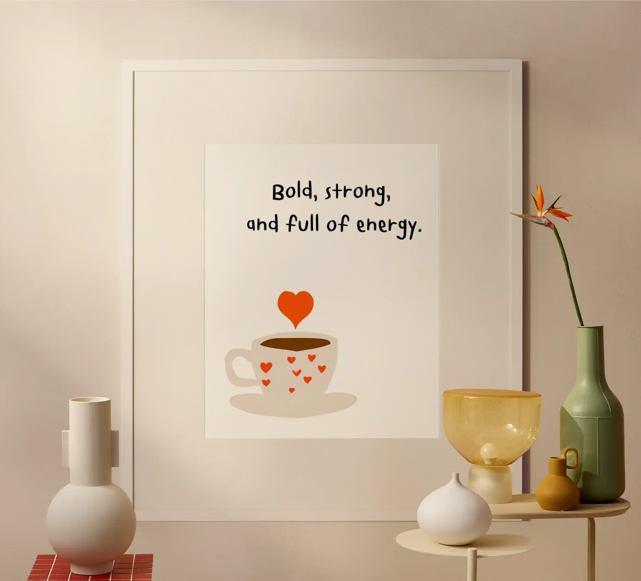 Espresso mit Spruch poster with wooden frame by designsbysophia