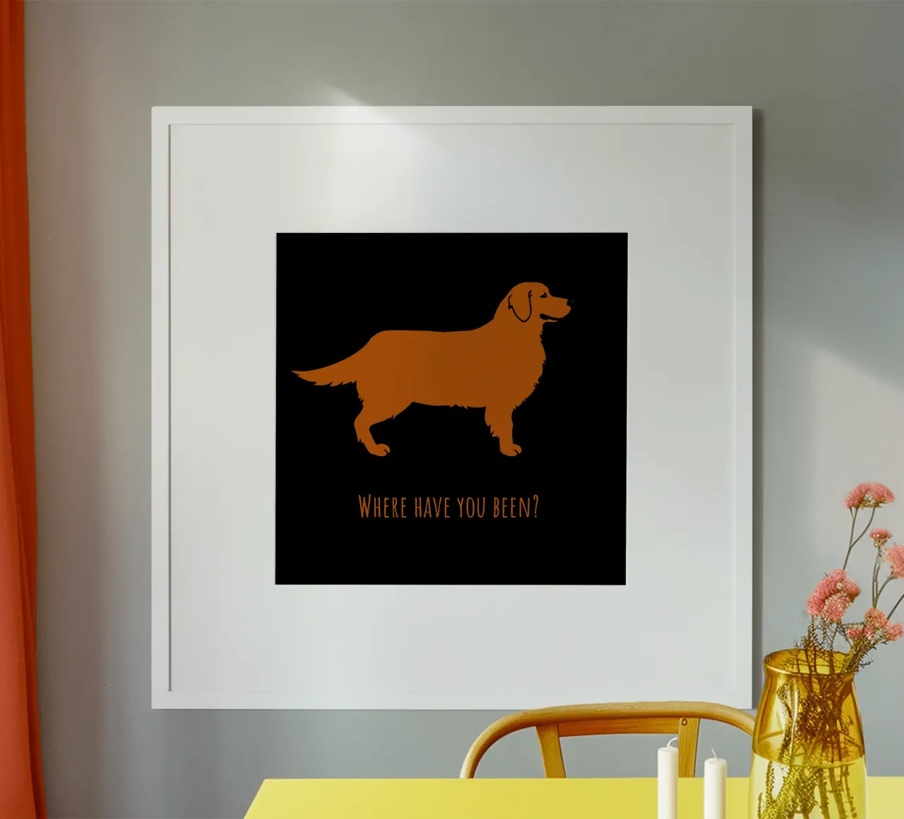 Golden retriever poster with wooden frame by Pop dogs