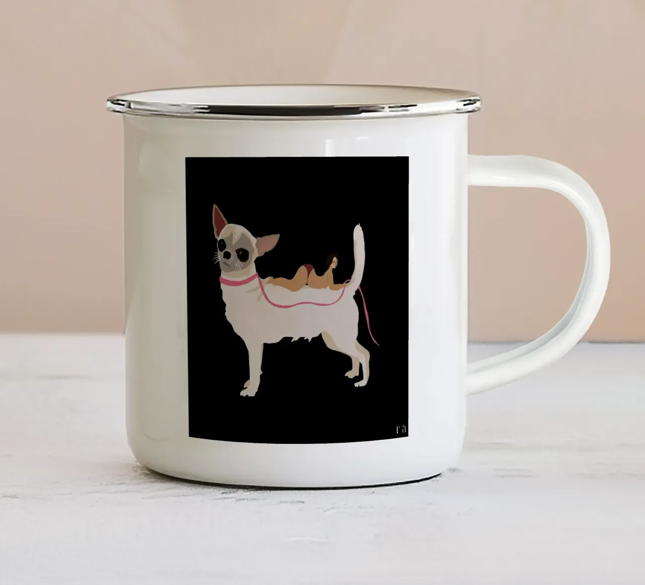 Dog tazza in smalto da Amalia Restrepo