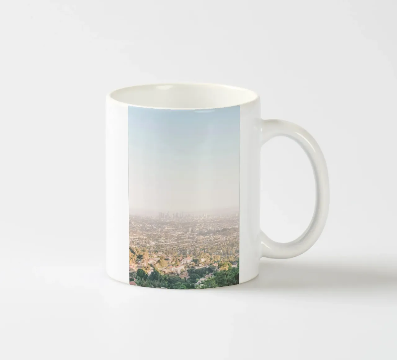 Los Angeles, USA I Panoramic view of LA skyline and downtown ceramic mug by Julie Travel Photography