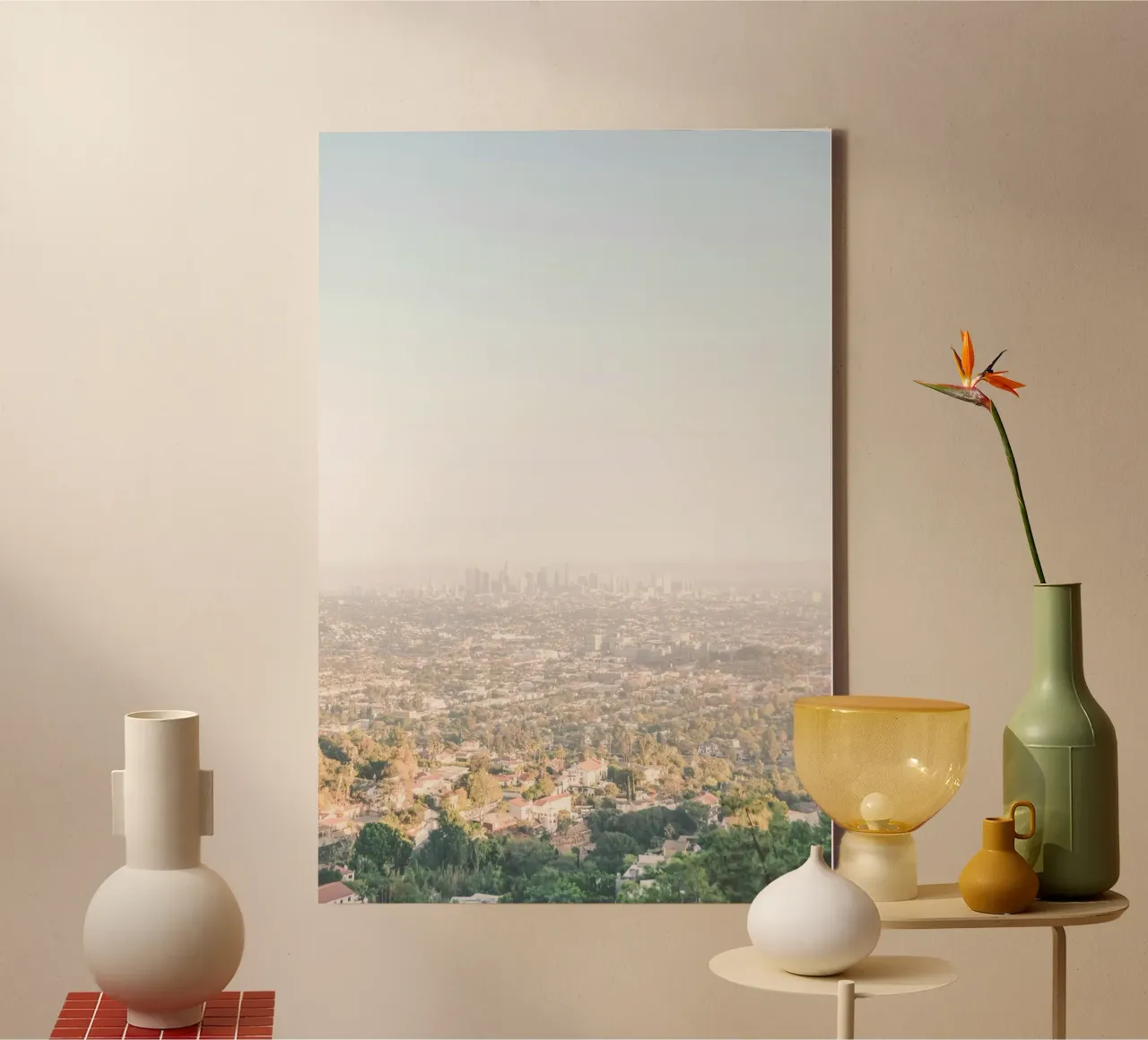 Los Angeles, USA I Panoramic view of LA skyline and downtown canvas with Floater frame by Julie Travel Photography