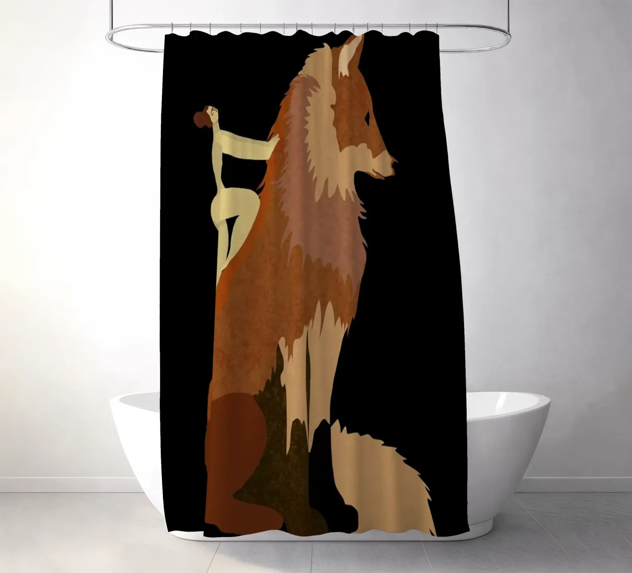 Fox shower curtain by Amalia Restrepo