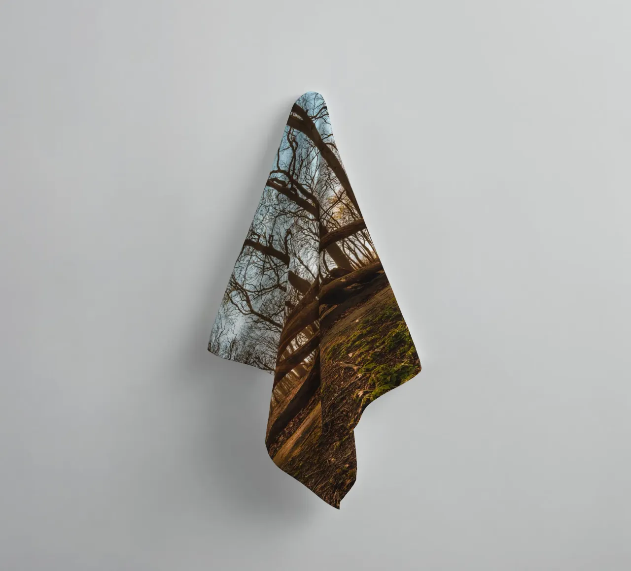 Sun star in the ghostly forest of the Baltic Sea towel by Marcus Beckert | Fotografie