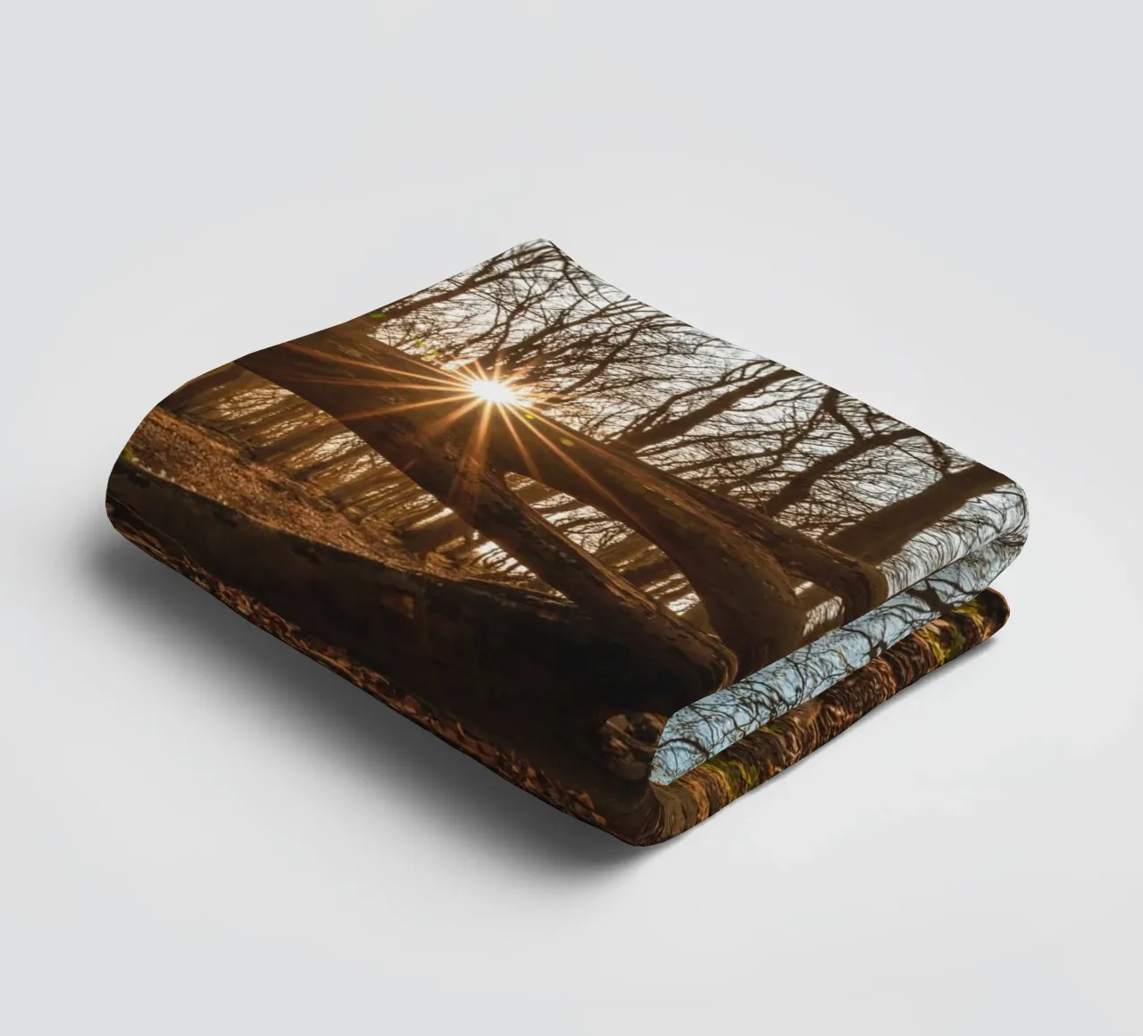 Sun star in the ghostly forest of the Baltic Sea towel by Marcus Beckert | Fotografie