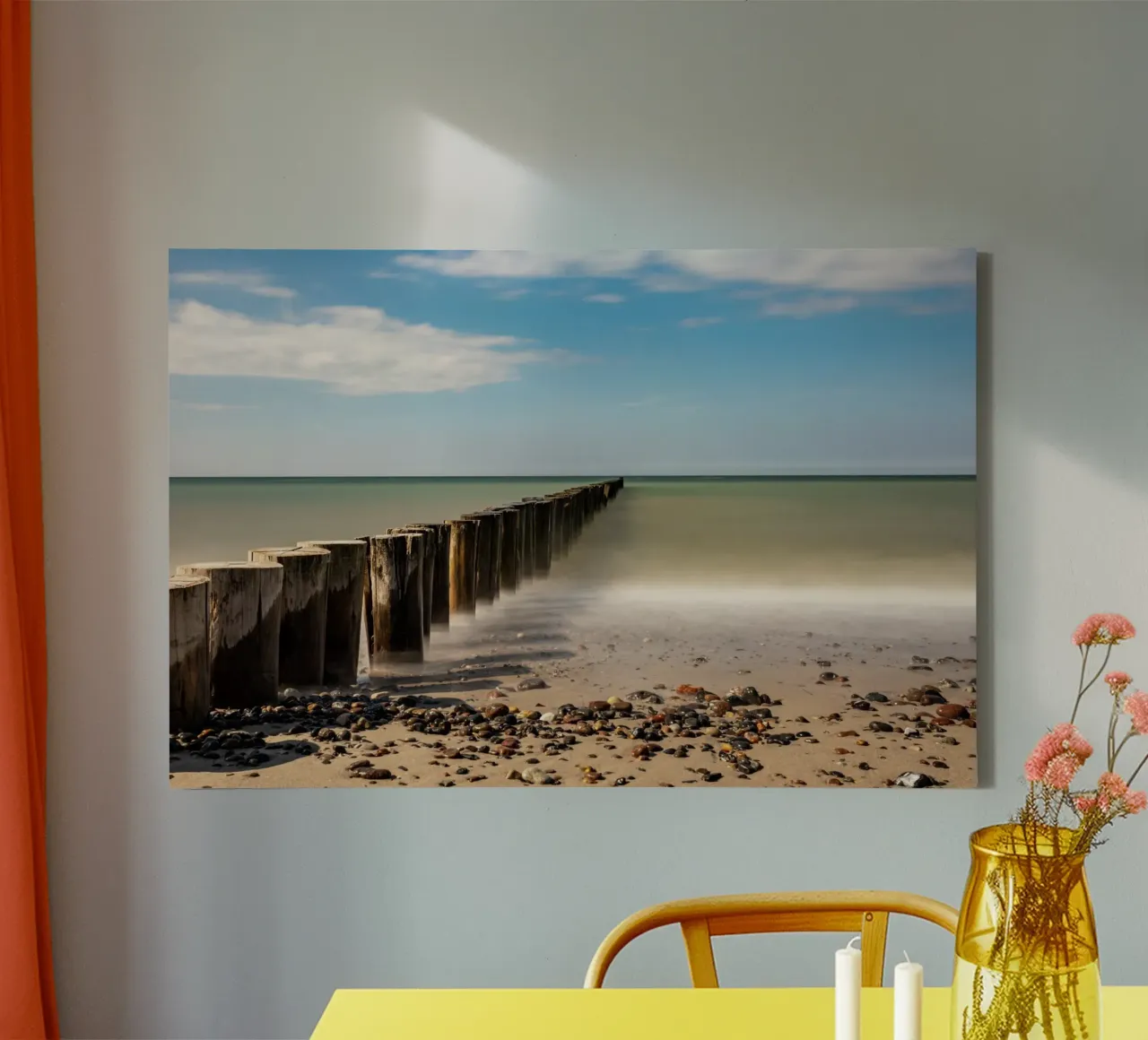 Groynes on the beach of the Baltic Sea canvas by Marcus Beckert | Fotografie