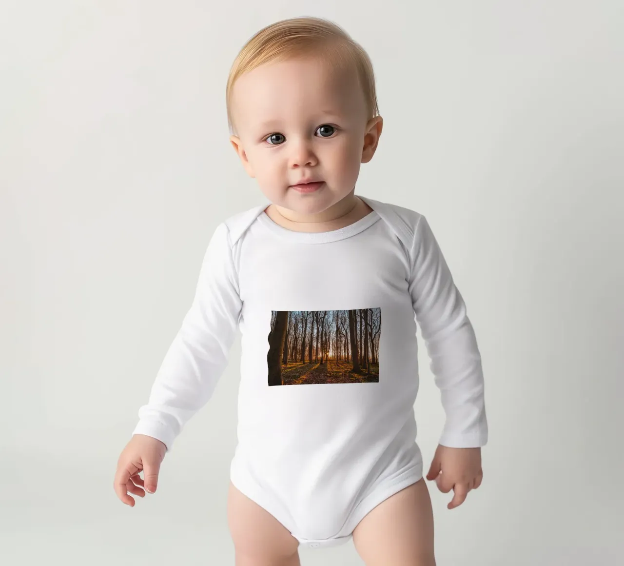 Sun star in the ghostly forest on the Baltic Sea long-sleeve baby romper by Marcus Beckert | Fotografie