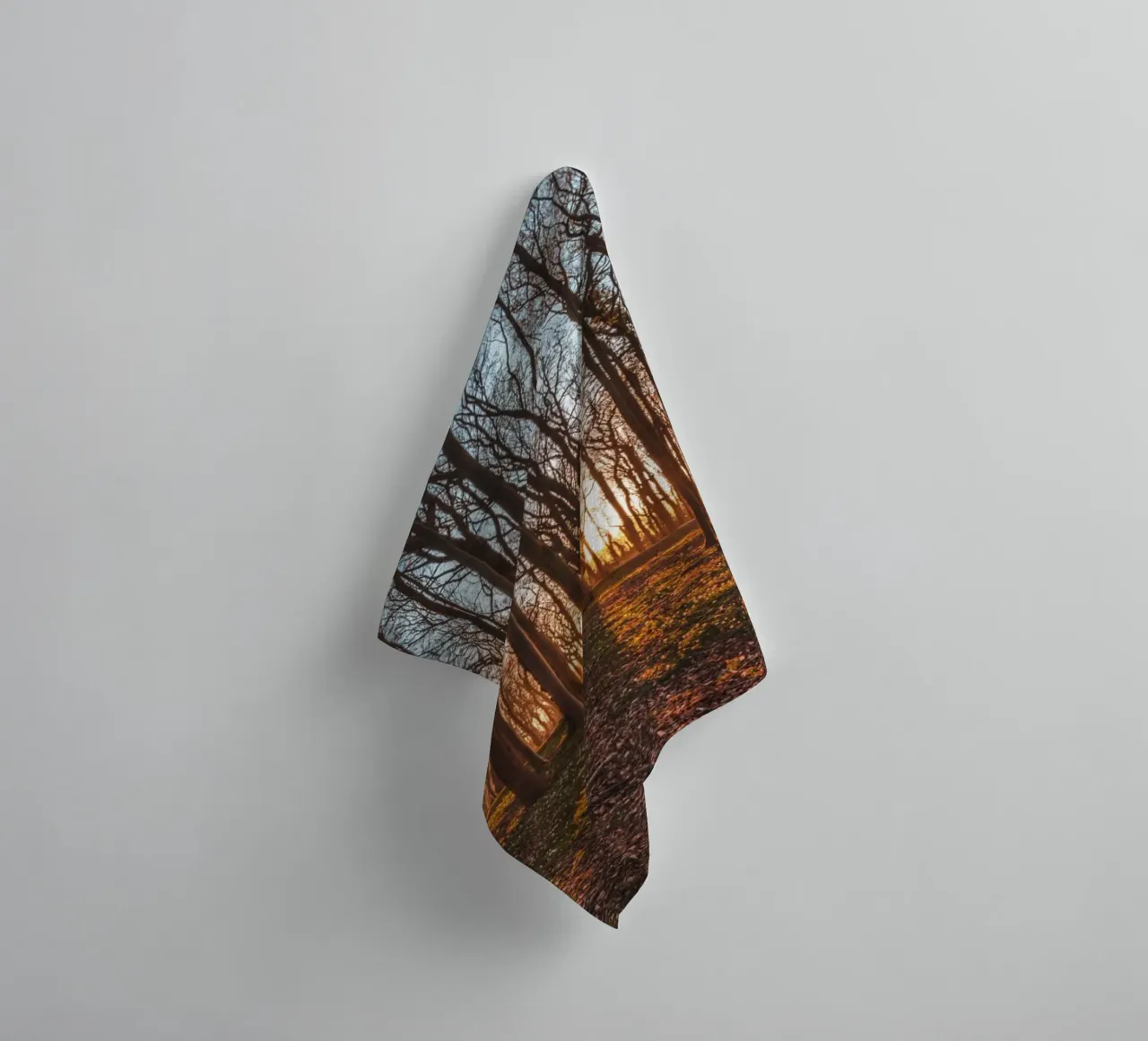 Sun star in the ghostly forest on the Baltic Sea towel by Marcus Beckert | Fotografie