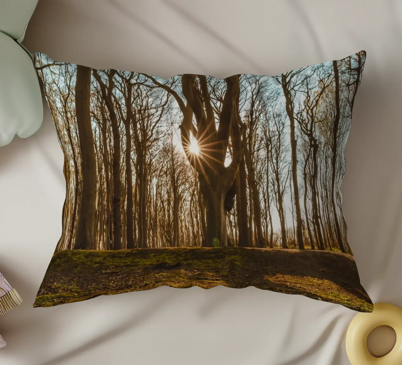Sunset in the ghostly forest on the Baltic Sea decorative cushion by Marcus Beckert | Fotografie