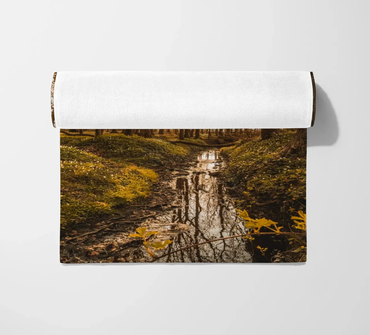 Sunset in the ghostly forest in Nienhagen beach towel by Marcus Beckert | Fotografie