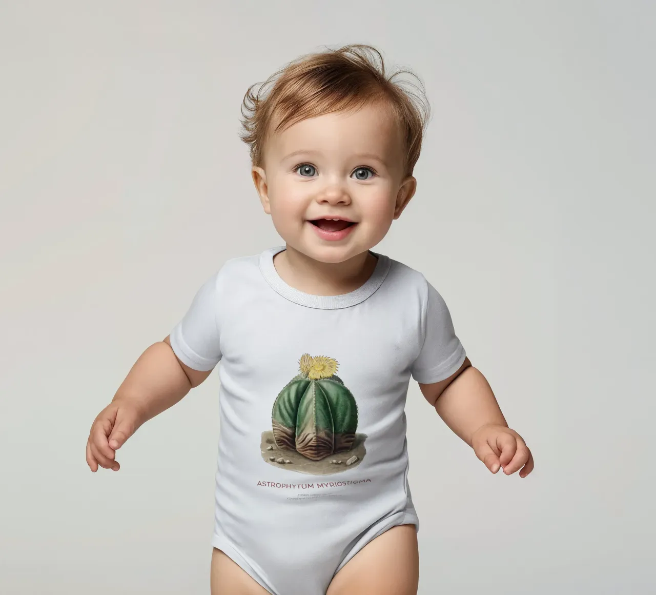 Bischofsmützenkaktus oder Astrophytum Myriostigma Kurzarm Babybody von Vintagrafica