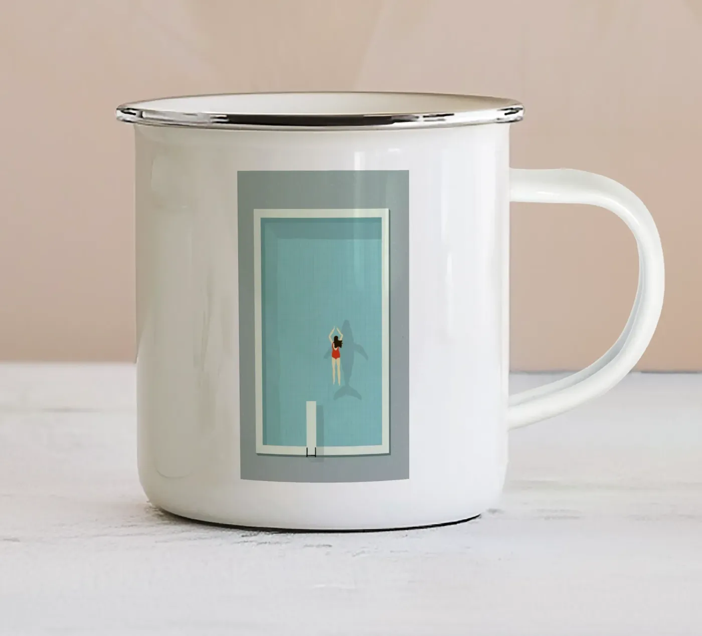 Pool enamel mug by Amalia Restrepo