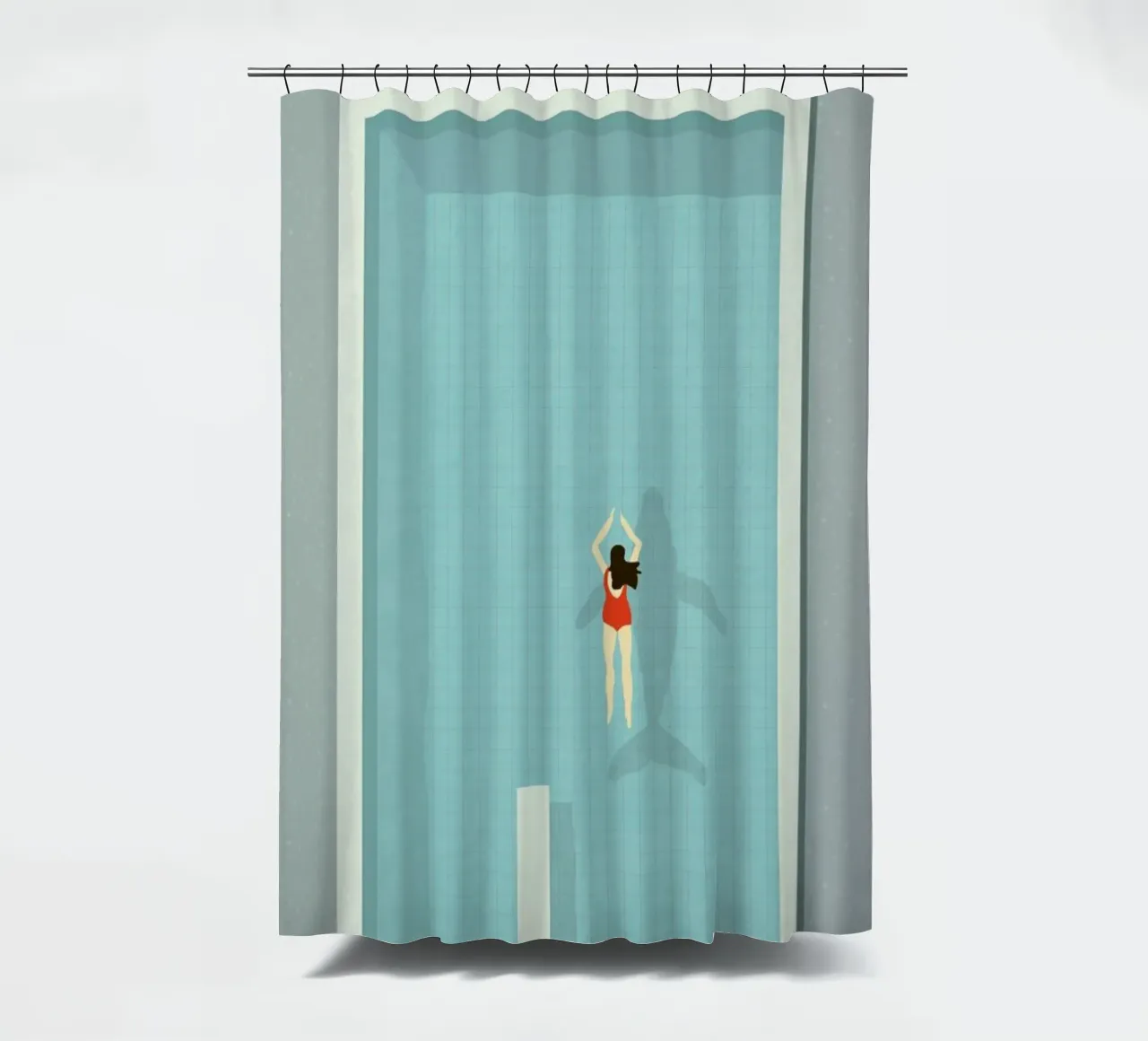 Pool shower curtain by Amalia Restrepo