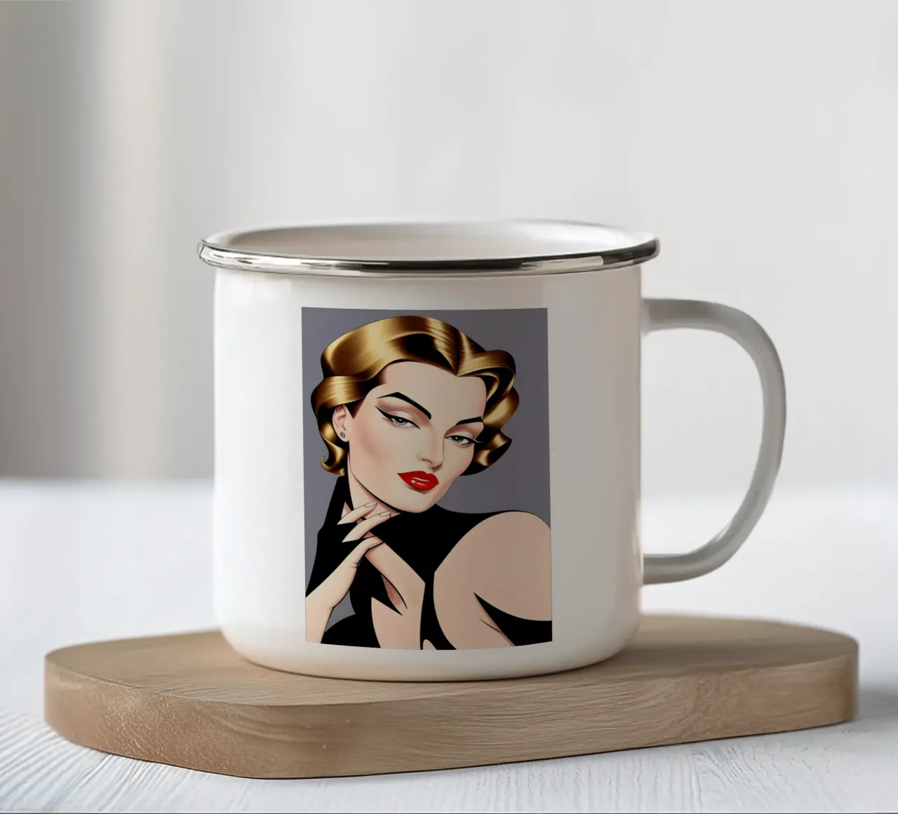 ELEGANTE RAGAZZA ART DÉCO tazza in smalto da ART DECO