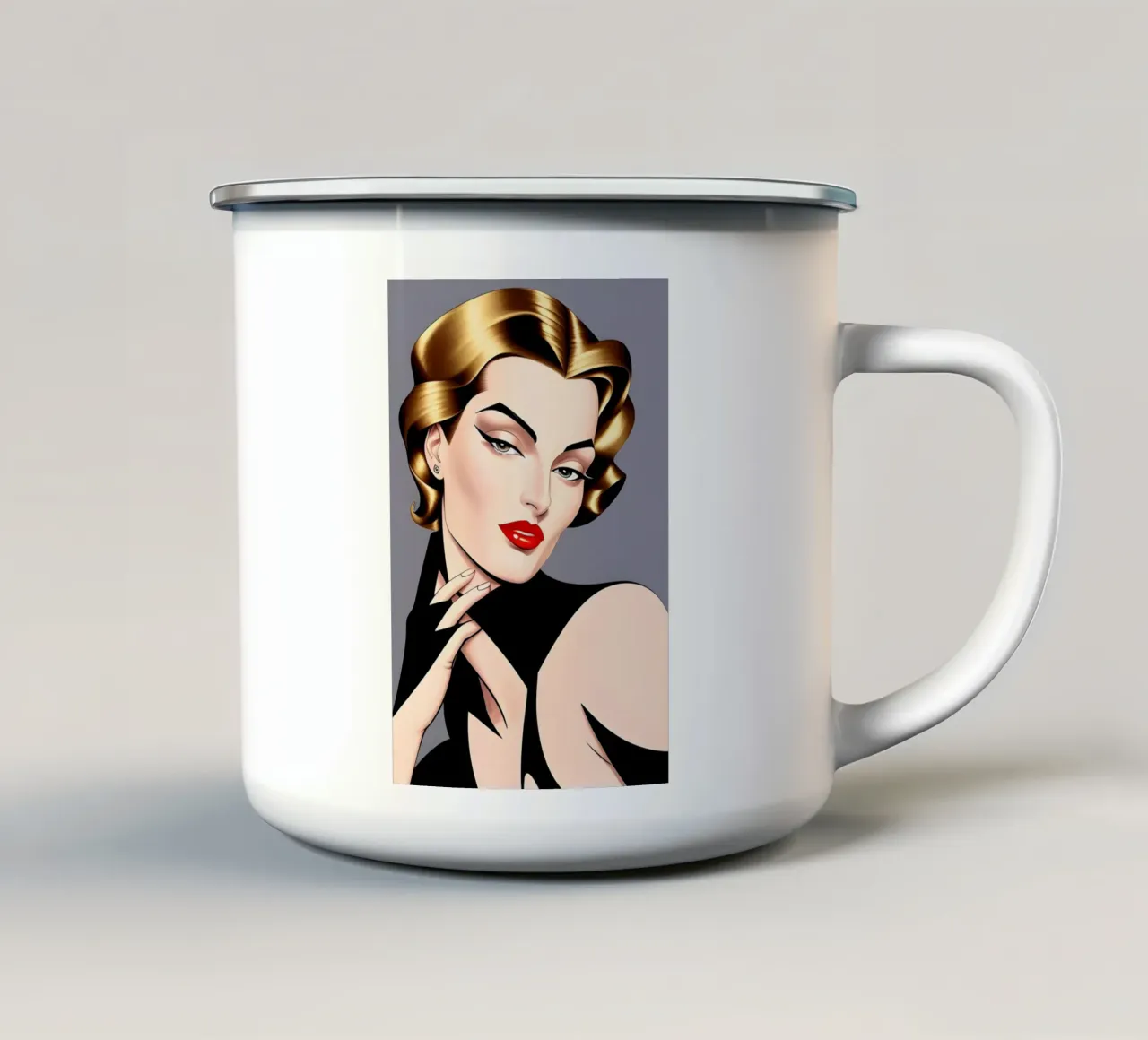 ELEGANTE RAGAZZA ART DÉCO tazza in smalto da ART DECO