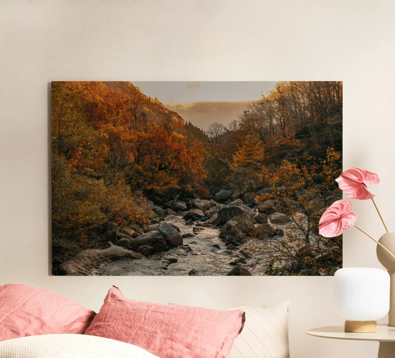 Fiume d'autunno a Niigata, Giappone alluminio dibond da Marcel Bisig
