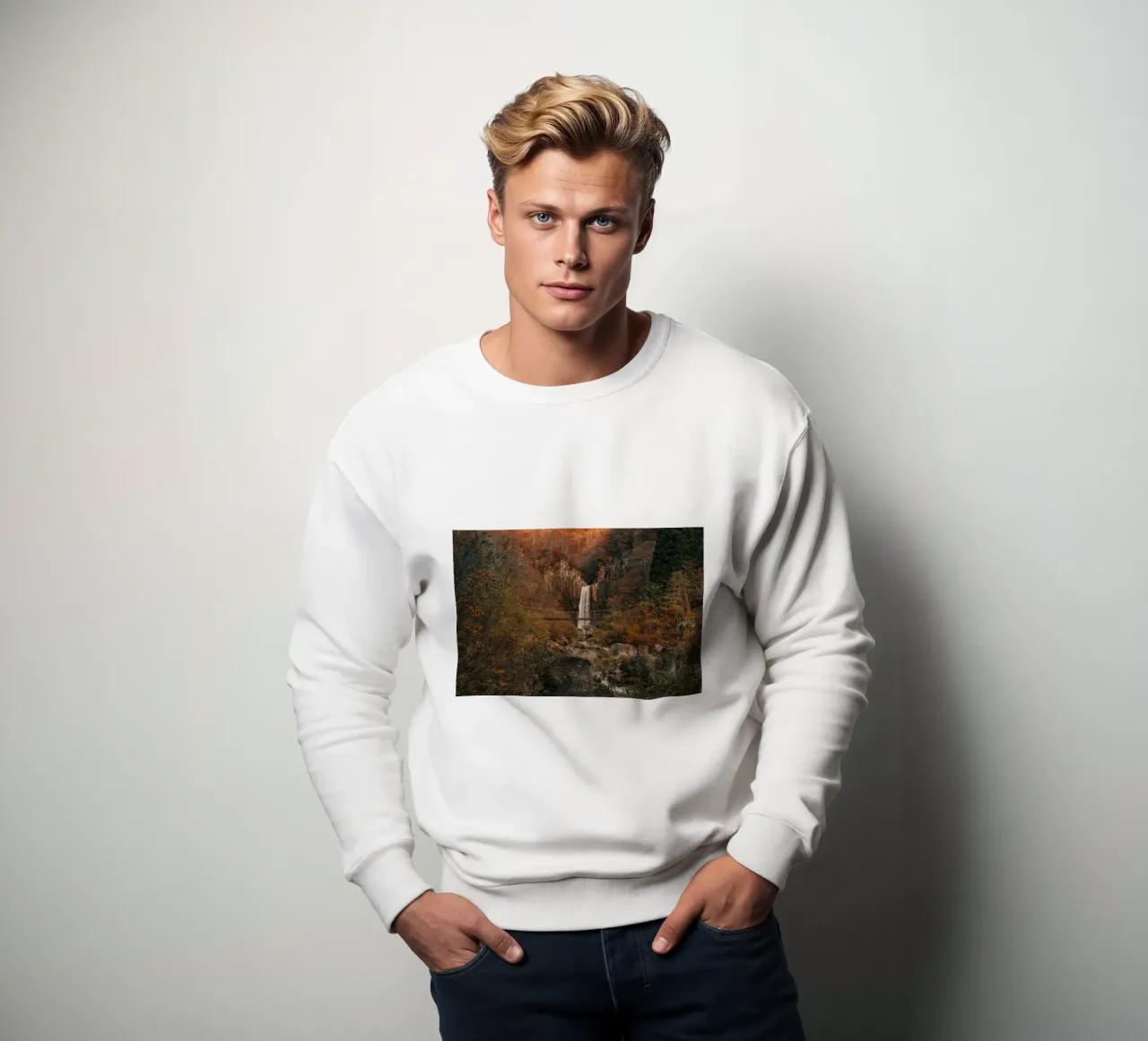 Naena Waterfall in Niigata, Japan sweatshirt by Marcel Bisig