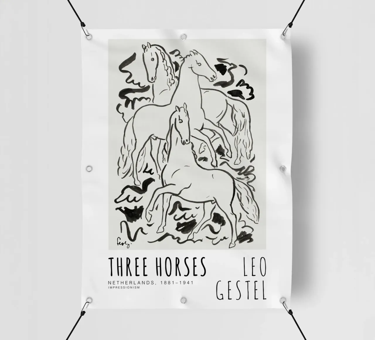 Leo Gestel - Drei Pferde telo in pvc da Old Masters