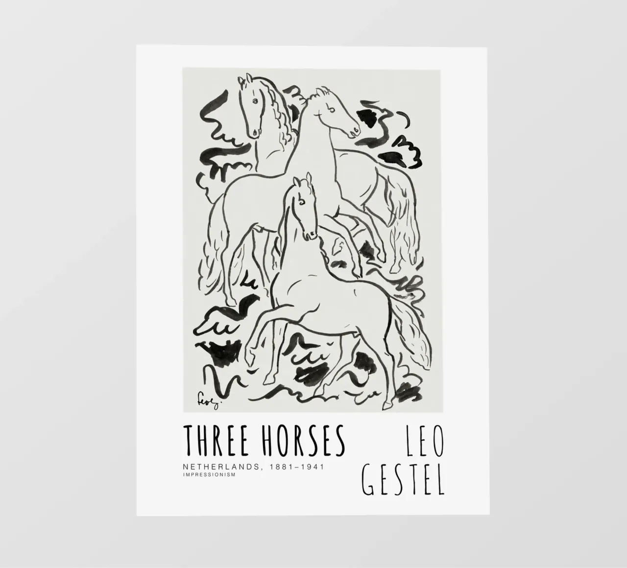 Leo Gestel - Drei Pferde telo in pvc da Old Masters