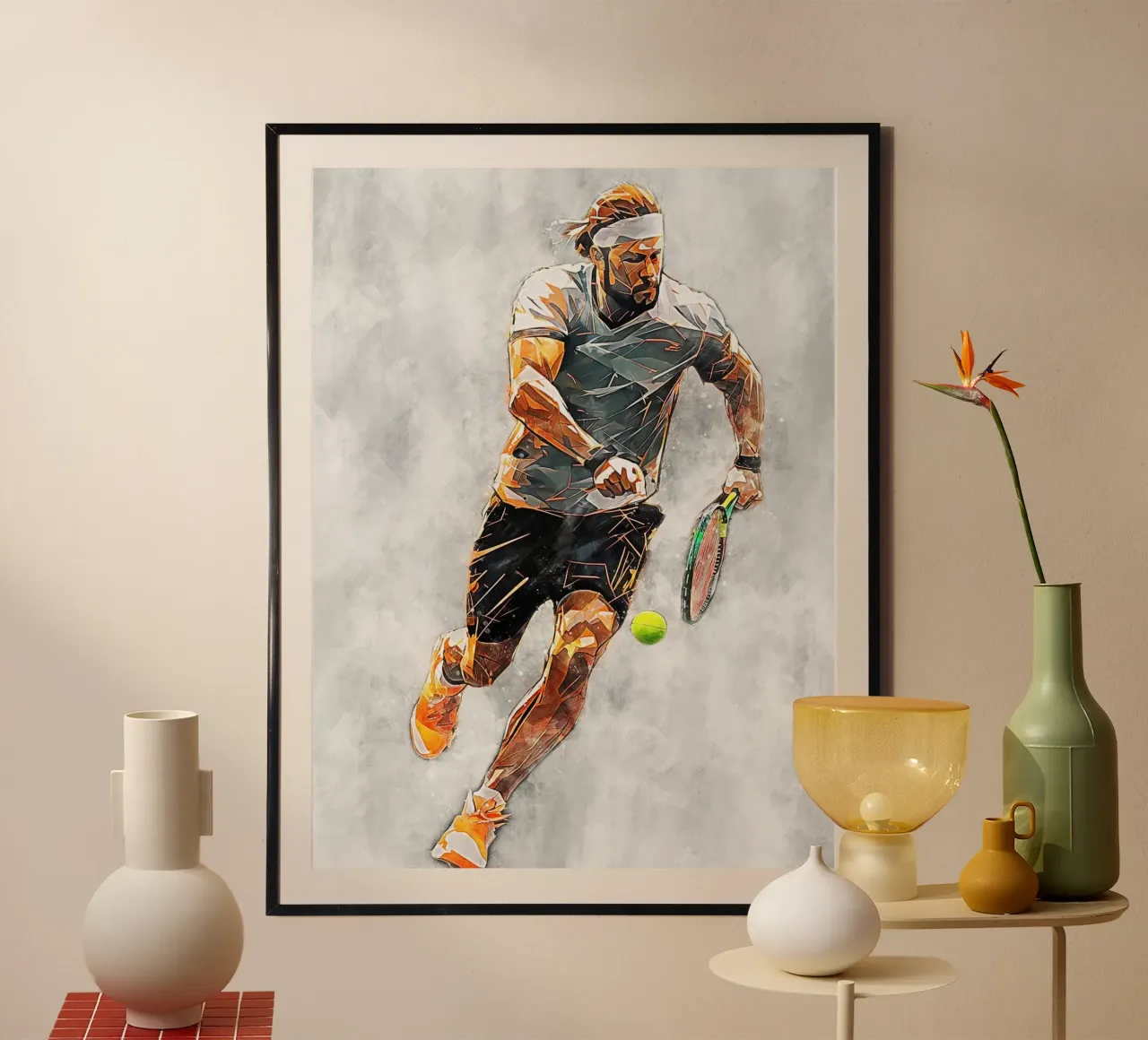Tennis Color Gray B poster with wooden frame by Mateo