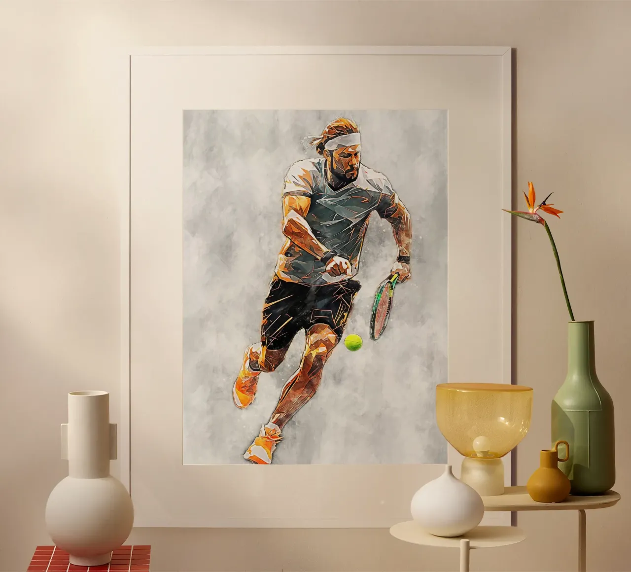 Tennis Color Gray B poster with wooden frame by Mateo