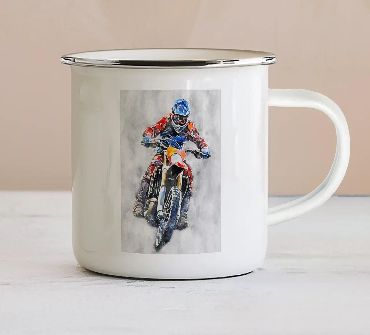 Motocross Color Gray tazza in smalto da Mateo