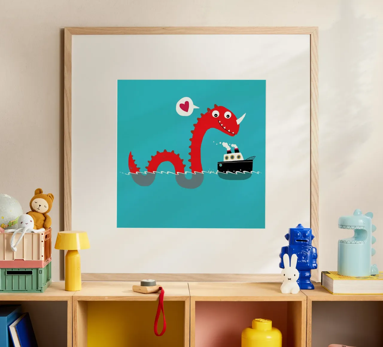 Love on the Open Seas poster with wooden frame by DinoMike