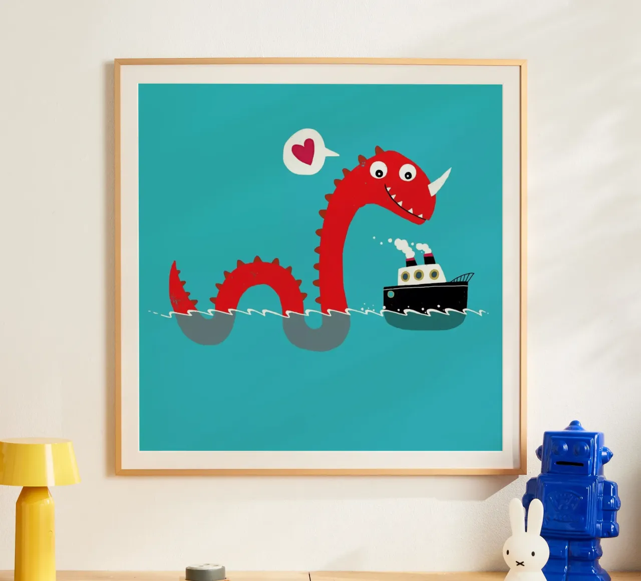 Love on the Open Seas poster with wooden frame by DinoMike