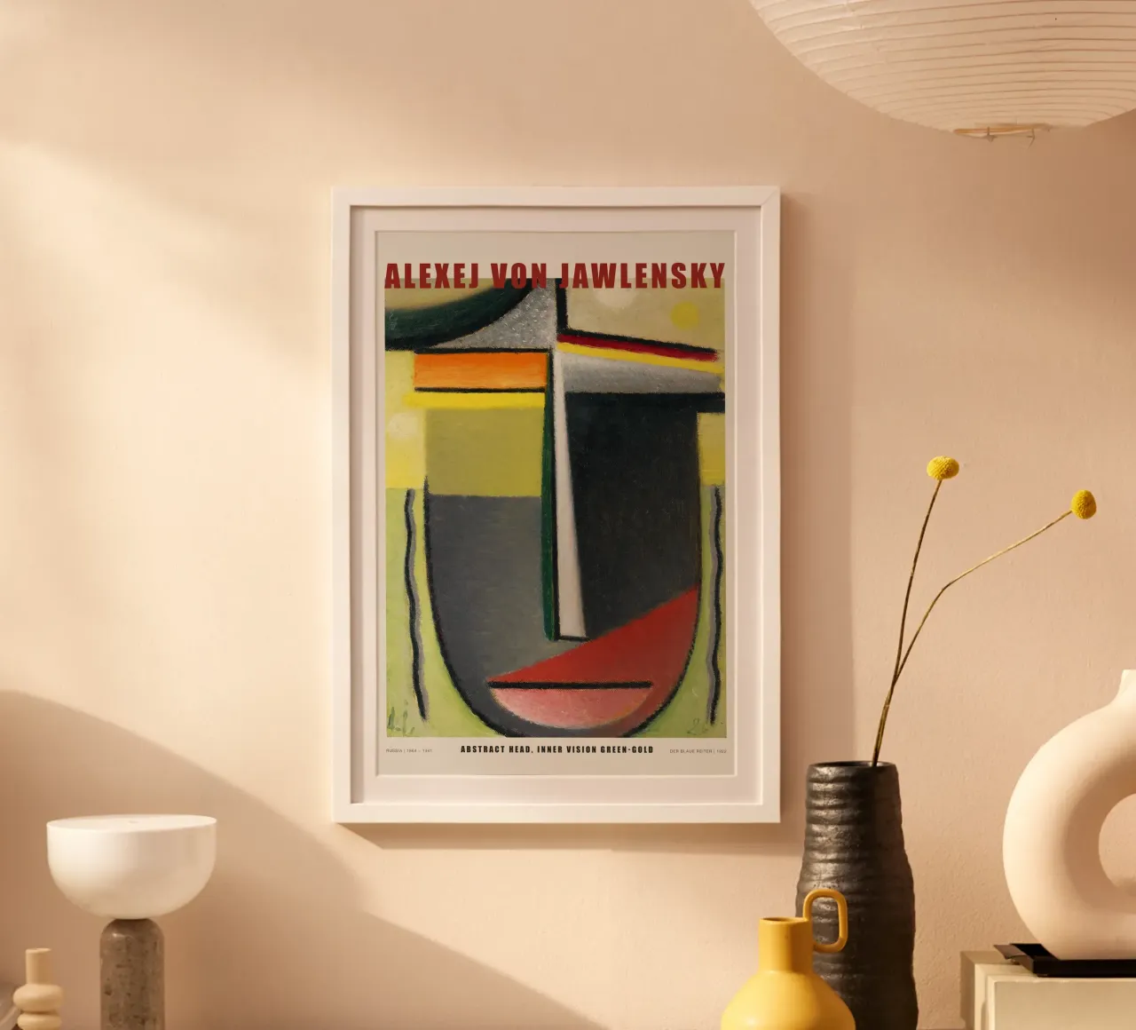 Alexej von Jawlenski - Abstraktes Gesicht - Grün & Gold poster con telaio in alluminio da Old Masters