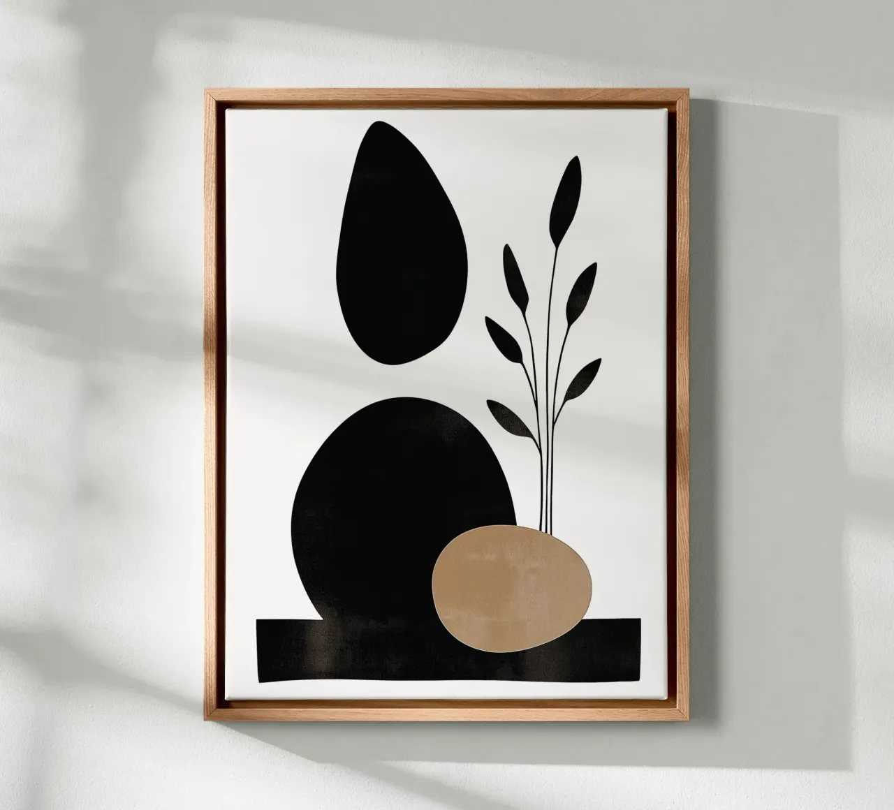 Abstract organic forms canvas with Floater frame by DWA